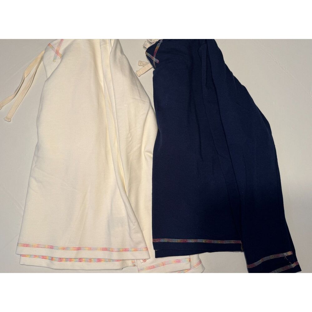 J.Crew Rainbow Flatlock Stitch Lounge Hoodie Set - Cream & Navy - Size M